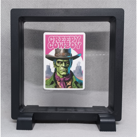 Creepy Cowboy - Vierkante Zwarte Display 11x11 met Frankenstein sticker