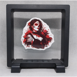 Zombie vrouw - Vierkante Zwarte Display 11x11 met nacht sticker