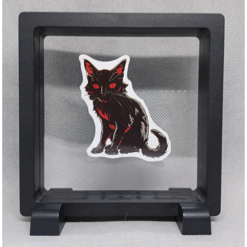 Dark Kat - Vierkante Zwarte Display 11x11 met nacht sticker