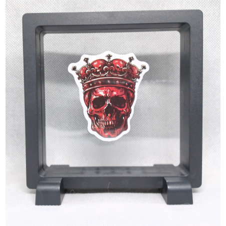 Schedel Koning - Vierkante Zwarte Display 11x11 met nacht sticker