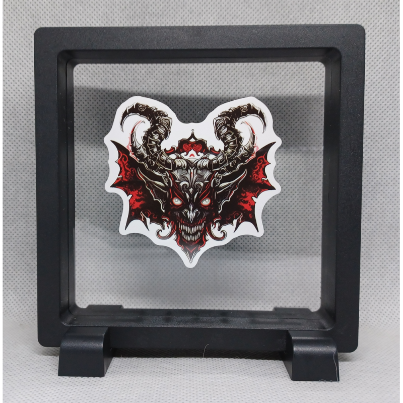 Monster Met Horns - Vierkante Zwarte Display 11x11 met nacht sticker