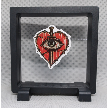 Hart Oog - Vierkante Zwarte Display 11x11 met nacht sticker