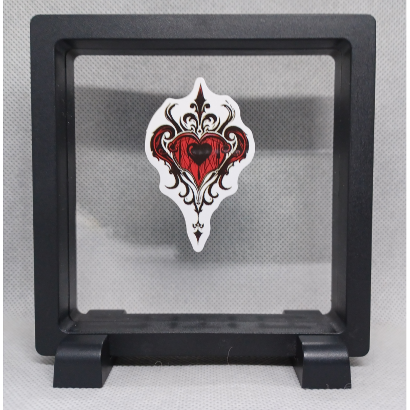 Zwart Rood Hart - Vierkante Zwarte Display 11x11 met nacht sticker