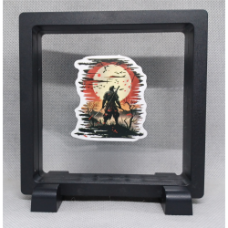 Samurai Landschap - Vierkante Zwarte Display 11x11 met samurai sticker