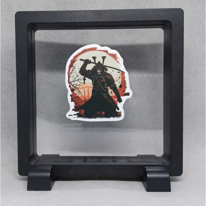 Samurai met zwaard - Vierkante Zwarte Display 11x11 met samurai sticker