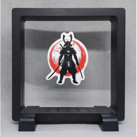 Samurai met zwaarden - Vierkante Zwarte Display 11x11 met samurai sticker