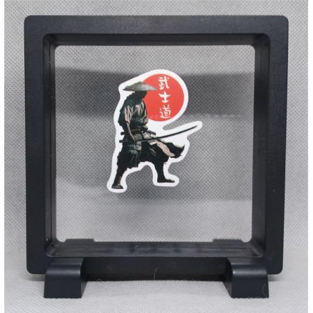 Samurai wit tekst - Vierkante Zwarte Display 11x11 met sticker