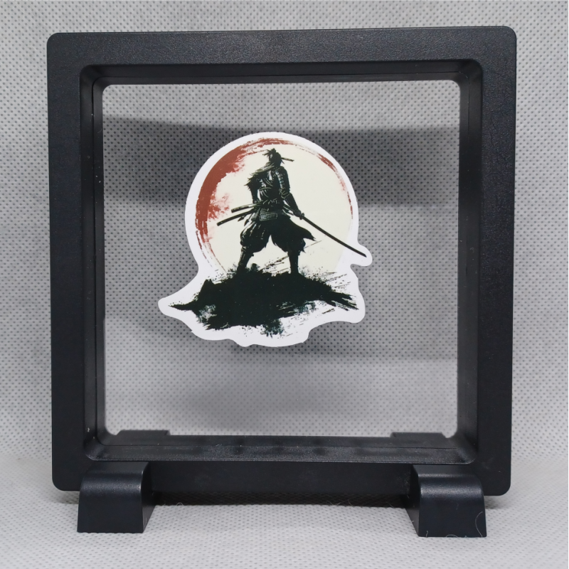 Retro Samurai - Vierkante Zwarte Display 11x11 met samurai sticker