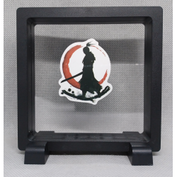 Samurai Silhouet - Vierkante Zwarte Display 11x11 met samurai sticker