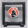 Samurai zwaard op rug - Vierkante Zwarte Display 11x11 met sticker