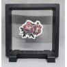 Roze Bloemen - Vierkante Zwarte Display 11x11 met samurai sticker