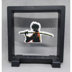 Jonge Samurai - Vierkante Zwarte Display 11x11 met sticker