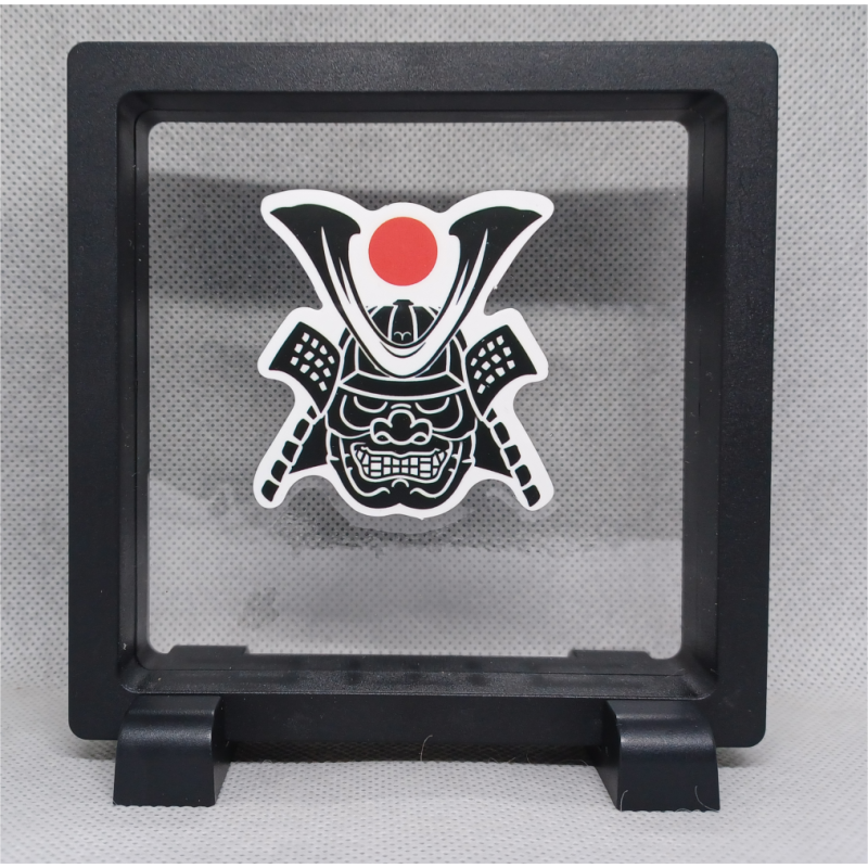 Zwarte Samurai Masker - Vierkante Zwarte Display 11x11 met sticker