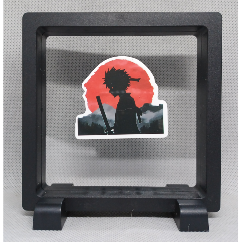 Samurai Boy - Vierkante Zwarte Display 11x11 met sticker