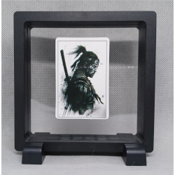 Samurai kaart - Vierkante Zwarte Display 11x11 met sticker