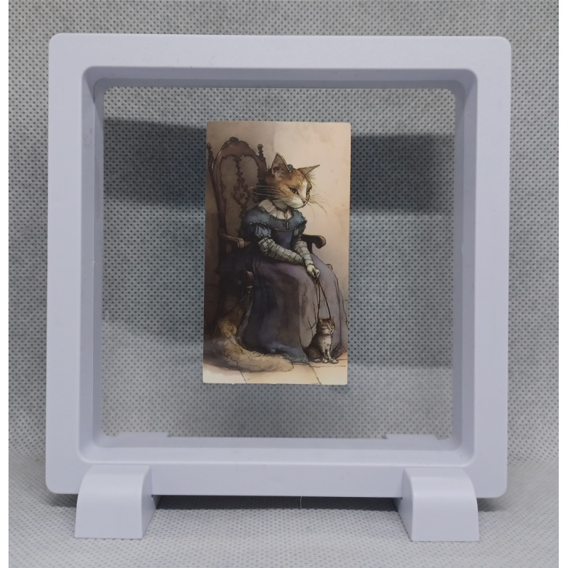 Lady Poes - Vierkante Witte Display 11x11 met vintage sticker