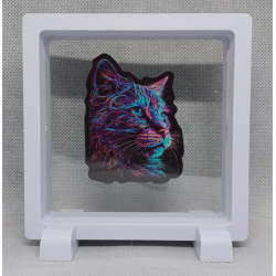 Paarse Poes - Vierkante Witte Display 11x11 met kleuren sticker