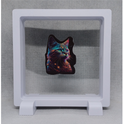 Space Poes - Vierkante Witte Display 11x11 met kleuren sticker