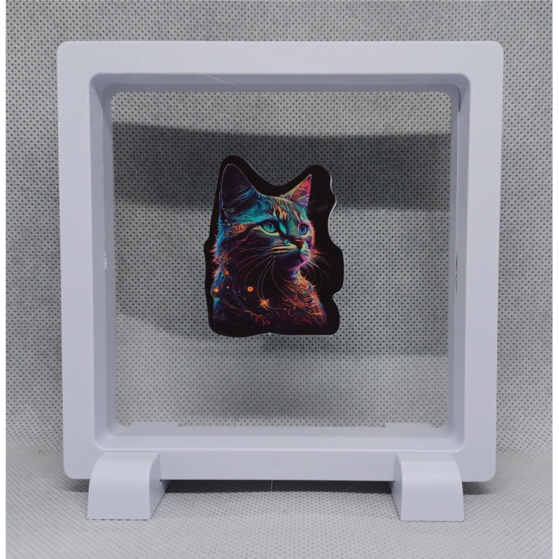 Space Poes - Vierkante Witte Display 11x11 met kleuren sticker