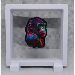 Chimpansee - Vierkante Witte Display 11x11 met kleuren sticker