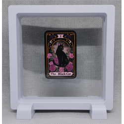 The Black Cat - Vierkante Witte Display 11x11 met roze magie sticker