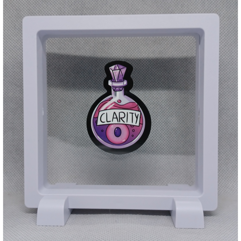 Clarity - Vierkante Witte Display 11x11 met roze magie sticker