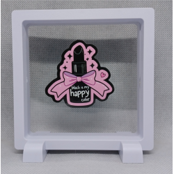 Black Happy - Vierkante Witte Display 11x11 met sticker