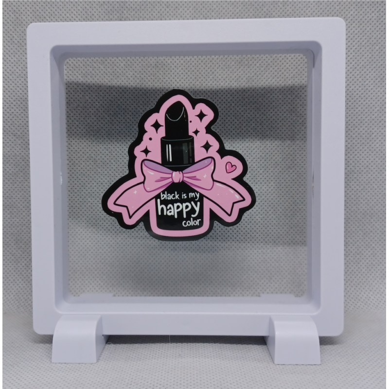 Black Happy - Vierkante Witte Display 11x11 met sticker