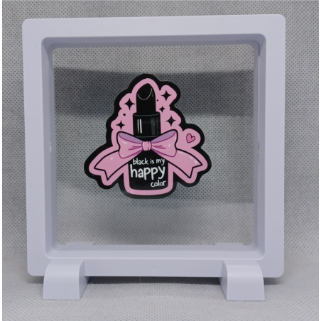 Black Happy - Vierkante Witte Display 11x11 met sticker