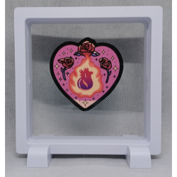 Vurig Hart - Vierkante Witte Display 11x11 met roze magie sticker