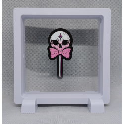 Schedel Lollie - Vierkante Witte Display 11x11 met sticker