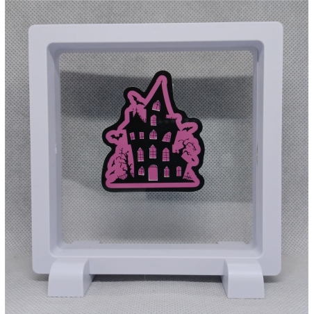 Spookhuis - Vierkante Witte Display 11x11 met roze magie sticker