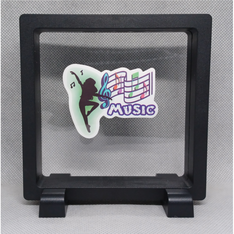 Music - Vierkante Zwarte Display 11x11 met dans sticker