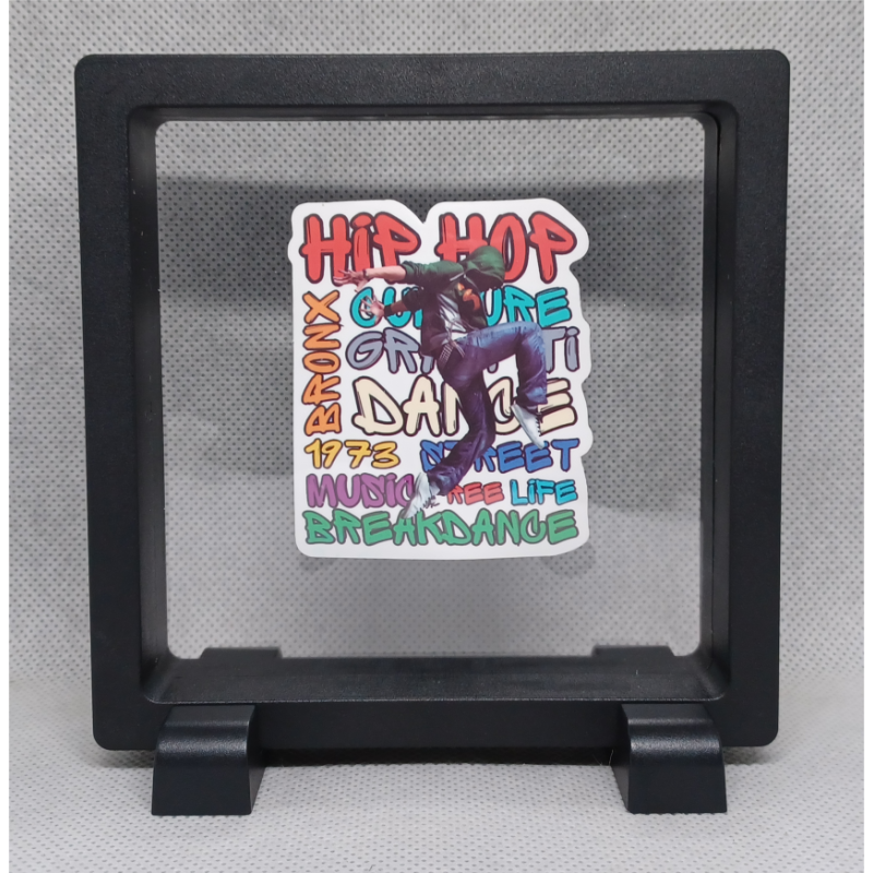 Hip Hop Breakdance - Vierkante Zwarte Display 11x11 met dans sticker