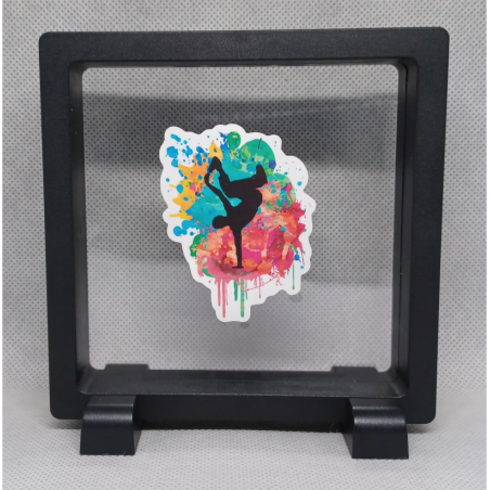 Breakdancer silhouet - Vierkante Zwarte Display 11x11 met dans sticker