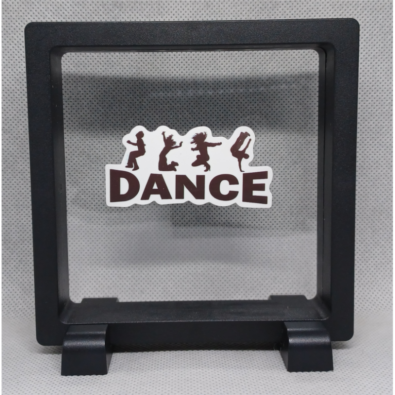 Dance 4 silhouetten - Vierkante Zwarte Display 11x11 met dans sticker