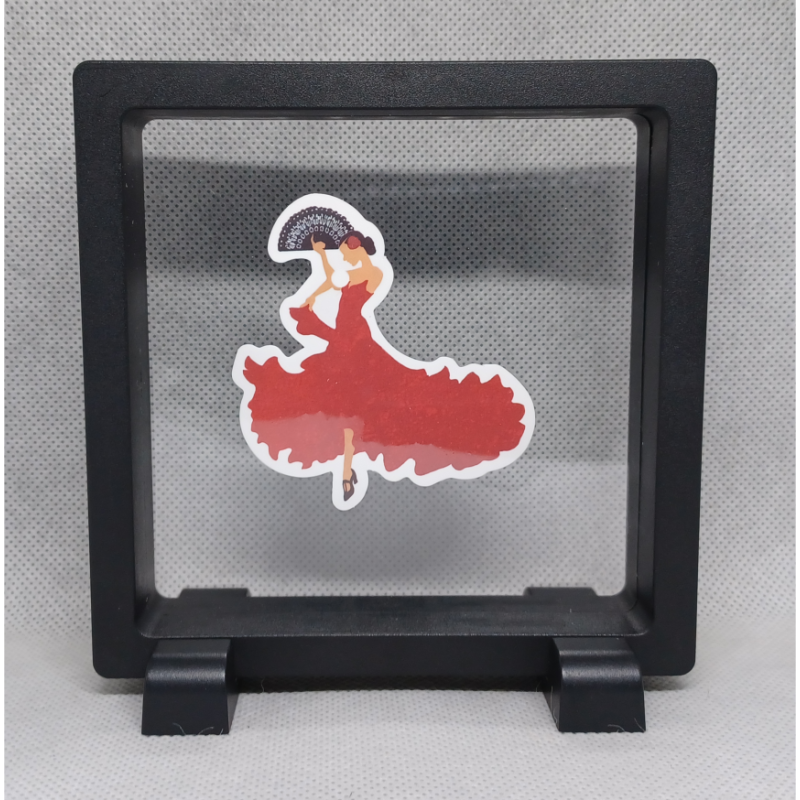 Flamengo Danseres - Vierkante Zwarte Display 11x11 met dans sticker