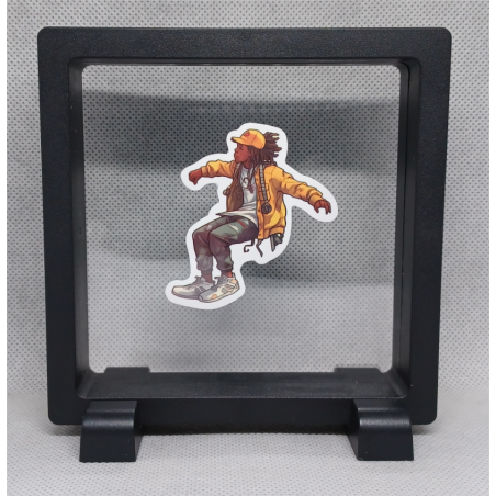 Stoel dans move - Vierkante Zwarte Display 11x11 met dans sticker