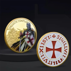 Munt Ridder - Knights Templar - Kruis Logo - Goud