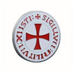 Munt Ridder - Knights Templar - Kruis Logo - Goud - 3